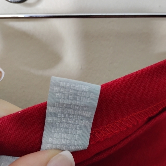 Cherry Red Linen Rayon A-Line Midi Skirt Sharkbite Hem | M - Picture 8 of 8